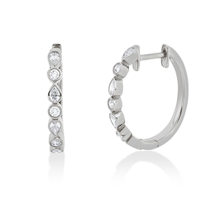 Creolen aus 750 Gold Weißgold 14 Diamanten 0,64ct TW-SI 20x2,5mm