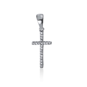 Anhänger Kreuz aus 750 Weißgold 20 Brillanten 0,04ct TW-SI 12,2x6,5mm mit Öse