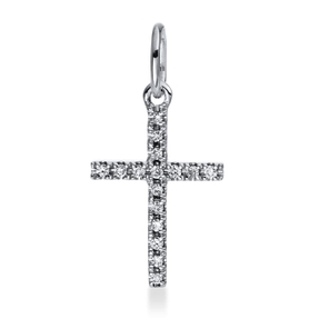 Anhänger Kreuz aus 750 Gold Weißgold 16 Brillanten 0,03ct TW-SI 12x6mm mit Öse