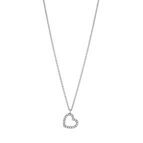 Collier Herz aus 750 Gold Weißgold 20 Brillanten 0,06ct TW-SI L:45cm