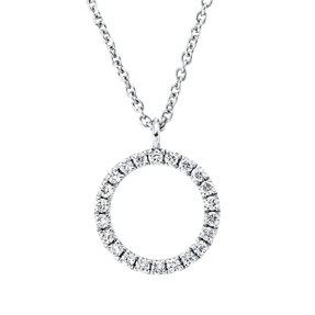 Collier Kreis aus 750 Gold Weißgold 22 Brillanten 0,07ct TW-SI L:45cm