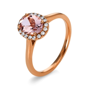 Ring aus 750 Rotgold Morganit 0,9ct pink 18 Brillanten 0,13ct TW-SI B:10mm