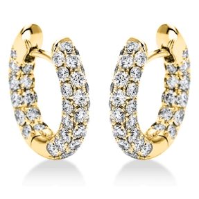 Pavé Creolen aus 750 Gold Gelbgold 84 Brillanten 1,46ct TW-VSI 14,8x2,9mm