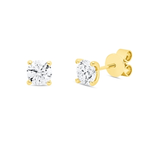 Solitaire Ohrstecker aus 750 Gold Gelbgold 2 Brillanten 1,4ct TW-SI 4er-Krappe