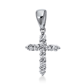 Anhänger Kreuz aus 750 Weißgold 10 Brillanten 0,1ct TW-SI 13,3x7,2mm mit Öse Anhänger Kreuz aus 750 Weißgold 10 Brillanten 0,1ct TW-SI 13,3x7,2mm mit Öse