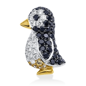 Anhänger Pinguin aus 750 Gold gelb/weiß 5 Saphire 0,05ct gelb 59 Diamanten 0,78ct Anhänger Pinguin aus 750 Gold gelb/weiß 5 Saphire 0,05ct gelb 59 Diamanten 0,78ct