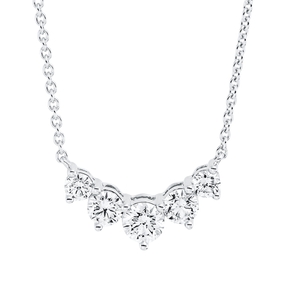 Collier aus 750 Gold Weißgold 5 Brillanten 0,58ct TW-SI L:45,7cm
