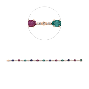 Armband 750 Rotgold 12 Saphire 6,6ct blau 58 Brillanten 0,43ct TW-SI B:4,7mm L:18cm Armband 750 Rotgold 12 Saphire 6,6ct blau 58 Brillanten 0,43ct TW-SI B:4,7mm L:18cm