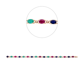 Armband aus 750 Rotgold 17 Saphire 8,79ct blau 17 Brillanten 0,12ct TW-SI L:19cm