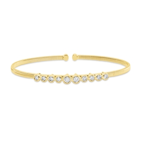 Armreif aus 585 Gold Gelbgold 10 Diamanten 0,52ct TW-SI 46x57mm Zarge