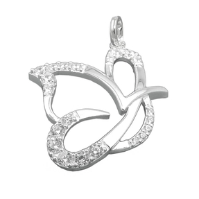 Anhänger Schmetterling Silhouette mit Zirkonia 17x19mm aus 925 Silber