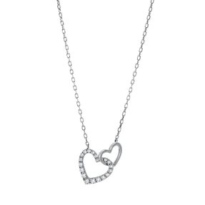 Collier Herz aus 750 Gold Weißgold 20 Diamanten 0,24ct TW-PI L:45,7cm