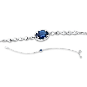Armband aus 750 Weißgold Saphir 0,58ct pink 10 Brillanten 0,11ct TW-PI L:17,8cm