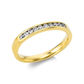 Halb-Memoire Ring aus 750 Gold Gelbgold 10 Brillanten 0,21ct TW-SI B:2,7mm