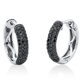 Pavé Creolen aus 750 Weißgold 100 Brillanten 0,68ct schwarz 16x3,8mm