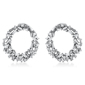 Creolen aus 750 Gold Weißgold 92 Diamanten 2,12ct TW-SI 26,1x3,3mm