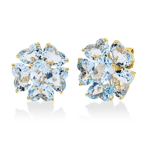 Ohrstecker aus 750 Gelbgold 12 Topase 13,9ct skyblue 12 Brillanten 0,09ct TW-SI