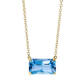 Collier aus 750 Gold Gelbgold Topas 2,4ct blau L:43,2cm