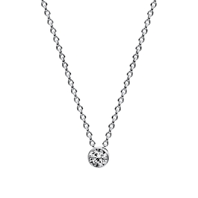 Solitaire Collier aus 750 Gold Weißgold Brillant 0,1ct TW-SI L:43cm Zarge