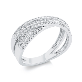 Ring aus 750 Gold Weißgold 107 Diamanten 0,64ct TW-SI B:7,4mm