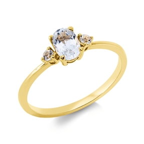 Ring aus 750 Gold Gelbgold 3 Amethyste 0,46ct grün B:6mm 4er-Krappe