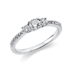 Ring aus 585 Gold Weißgold 15 Diamanten 0,58ct TW-SI B:2,1mm 4er-Krappe