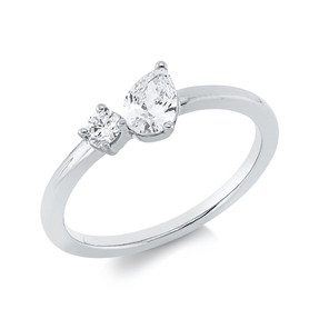 Ring aus 750 Gold Weißgold 2 Diamanten 0,44ct TW-SI B:6,2mm