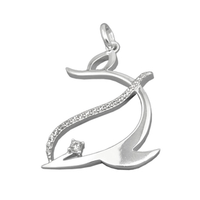 Anhänger Delfin Silhouette 26x19mm mit Zirkonia 925 Silber glänzend