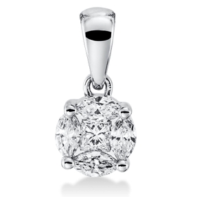 Anhänger aus 750 Gold Weißgold 5 Diamanten 0,26ct TW-SI 11,4x5,1mm mit Öse Anhänger aus 750 Gold Weißgold 5 Diamanten 0,26ct TW-SI 11,4x5,1mm mit Öse