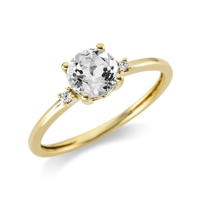 Ring aus 750 Gelbgold Amethyst 0,75ct grün 2 Brillanten 0,03ct TW-SI B:5,7mm