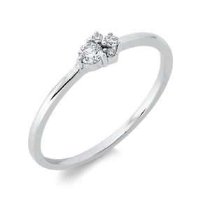 Ring aus 750 Gold Weißgold 4 Brillanten 0,13ct W-SI B:4,1mm