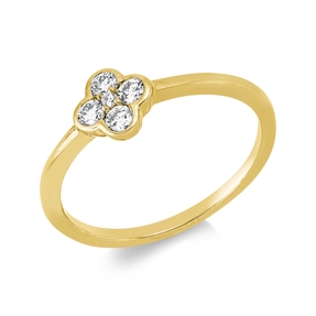 Ring aus 750 Gold Gelbgold 5 Brillanten 0,18ct TW-SI B:6,4mm