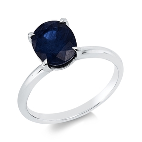 Ring aus 750 Gold Weißgold Saphir 2,35ct blau B:8,8mm 4er-Krappe