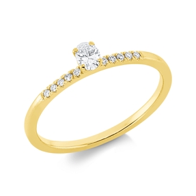 Ring aus 750 Gold Gelbgold 11 Diamanten 0,19ct TW-SI B:4,2mm 4er-Krappe