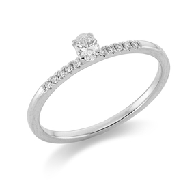 Ring aus 750 Gold Weißgold 11 Diamanten 0,19ct TW-SI B:4,2mm 4er-Krappe