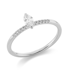 Ring aus 750 Gold Weißgold 11 Diamanten 0,25ct TW-SI B:6,2mm 2er-Krappe