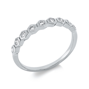Ring aus 750 Gold Weißgold 9 Brillanten 0,2ct TW-SI B:2,7mm Zarge