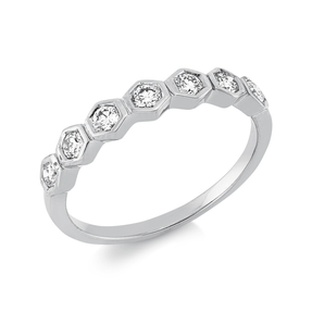 Ring aus 750 Gold Weißgold 7 Brillanten 0,35ct TW-SI B:3,6mm Zarge