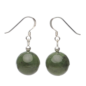 Ohrringe Ohrhänger aus echter Jade 925 Silber grün dunkelgrün Ohrschmuck Damen