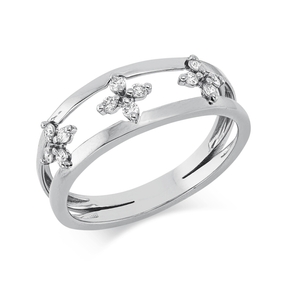 Ring aus 750 Gold Weißgold 12 Brillanten 0,15ct TW-SI B:6,7mm