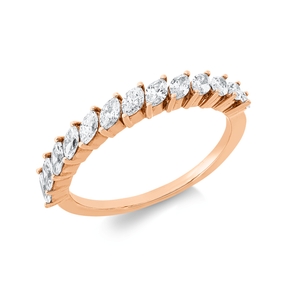 Halb-Memoire Ring aus 750 Rotgold 13 Diamanten Navette-Schliff 0,7ct TW-SI B:3,2mm Halb-Memoire Ring aus 750 Rotgold 13 Diamanten Navette-Schliff 0,7ct TW-SI B:3,2mm