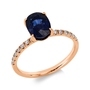 Ring aus 750 Rotgold Saphir 1,86ct blau 14 Brillanten 0,16ct F-SI B:8,2mm Ring aus 750 Rotgold Saphir 1,86ct blau 14 Brillanten 0,16ct F-SI B:8,2mm