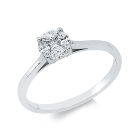 Ring aus 750 Gold Weißgold 5 Diamanten 0,27ct F-SI B:5,8mm
