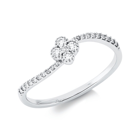 Ring aus 750 Gold Weißgold 25 Diamanten 0,19ct TW-SI B:5,2mm