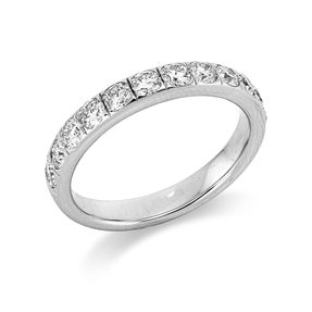 Halb-Memoire Ring aus 750 Gold Weißgold 12 Brillanten 1ct TW-SI B:3,4mm