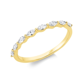 Ring aus 750 Gelbgold 8 Diamanten Navette-Schliff 0,33ct TW-SI B:1,5mm