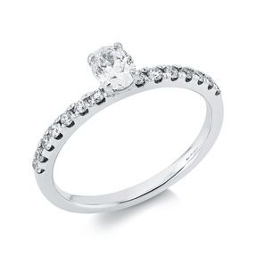 Ring aus 750 Gold Weißgold 15 Diamanten 0,64ct TW-SI B:5,2mm