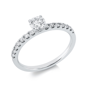 Ring aus 750 Weißgold 14 Brillanten 0,25ct TW-SI 1 Brillant 0,4ct TW-SI B:4,7mm