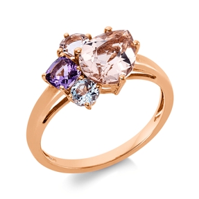 Ring aus 750 Gold Rotgold 4 Aquamarine 2,4ct blau B:11,7mm