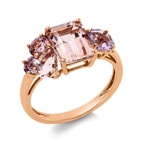 Ring aus 750 Gold Rotgold 5 Morganite 3,4ct rosa B:9,2mm